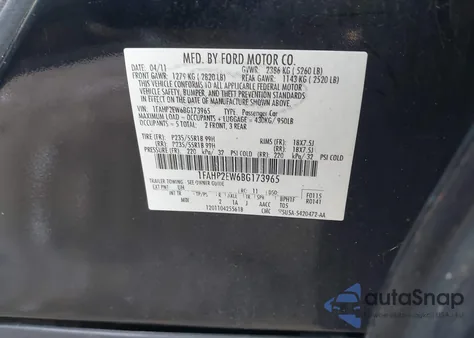 2011 Ford Taurus Sel z USA, uszkodzony, nr VIN 1FAHP2EW6BG173965